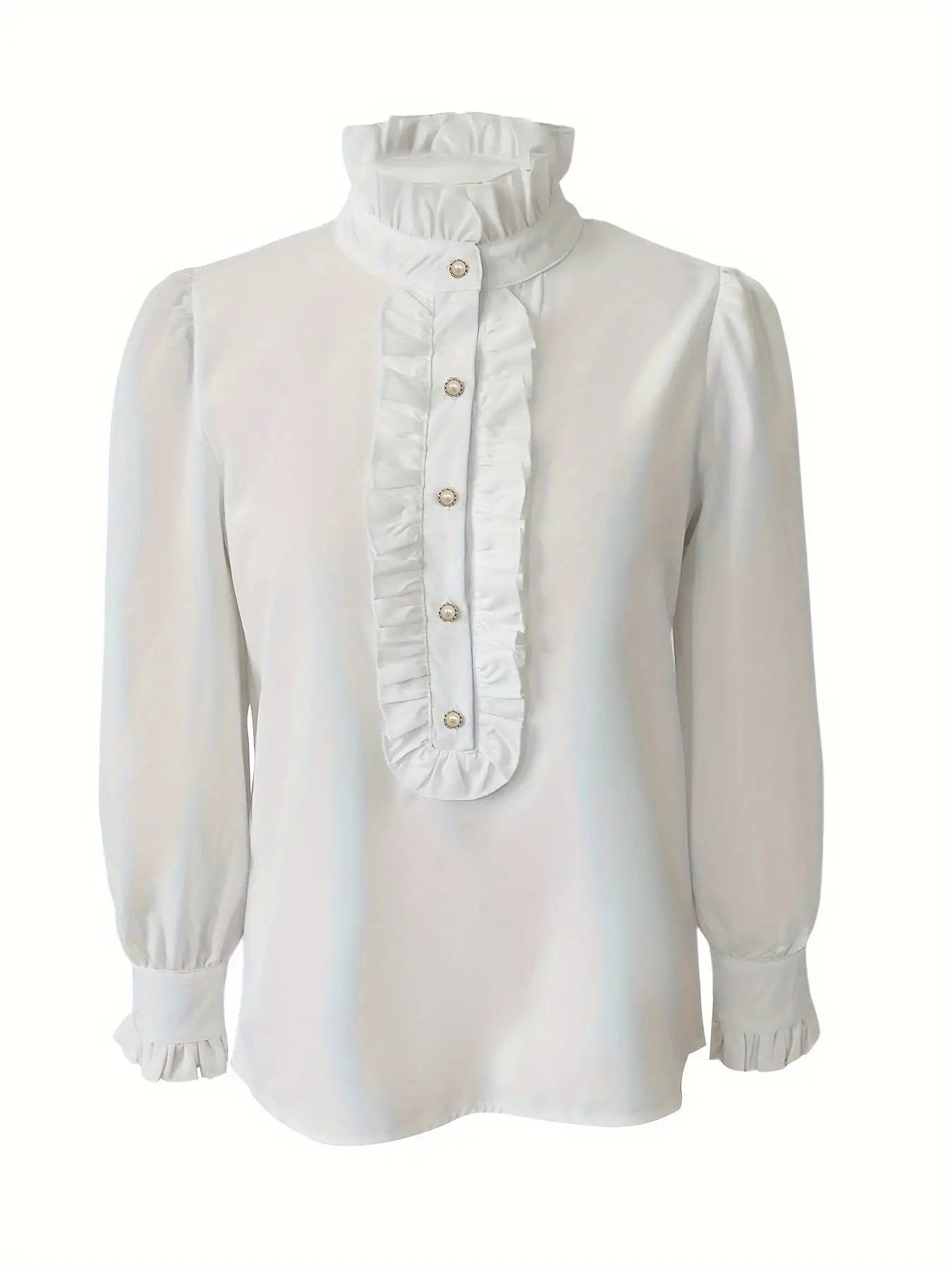 Fashionable Stand-up Collar Long-sleeved Shirt With Lotus Leaf Hem - SJB-DIAMOND ELITES