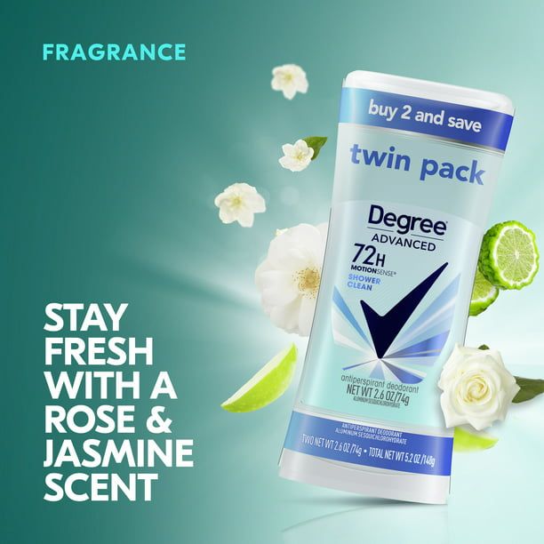 Degree Advanced 72H Motion Sense Shower Clean Antiperspirant Deodorant, 2.6 oz, Twin Pack EasyOptionXY LLC