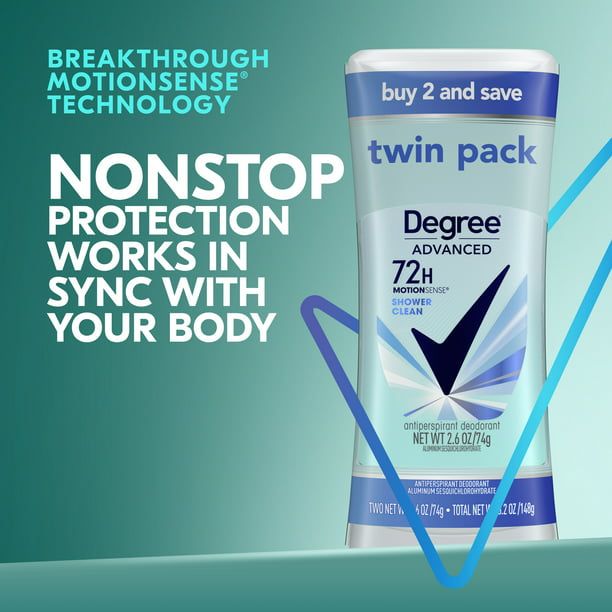 Degree Advanced 72H Motion Sense Shower Clean Antiperspirant Deodorant, 2.6 oz, Twin Pack EasyOptionXY LLC