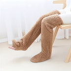 Cozy Couple's Thigh-High Fuzzy Socks - Warm, Durable Knit Over-The-Knee Stockings, Easy-Care Solid Hosiery Lootquake LLC