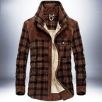 Winter Jacket Men Thicken Warm Fleece Jackets Coats Pure Cotton Plaid Jacket Military Clothes Pi-Mart
