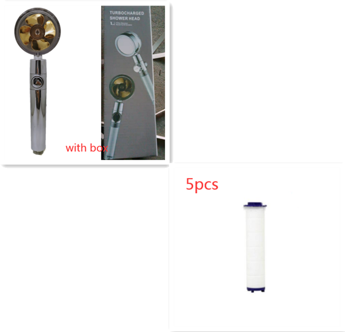 Shower Head Water Saving Flow 360 Degrees Rotating With Small Fan ABS Rain High Pressure Spray Nozzle Bathroom Accessories