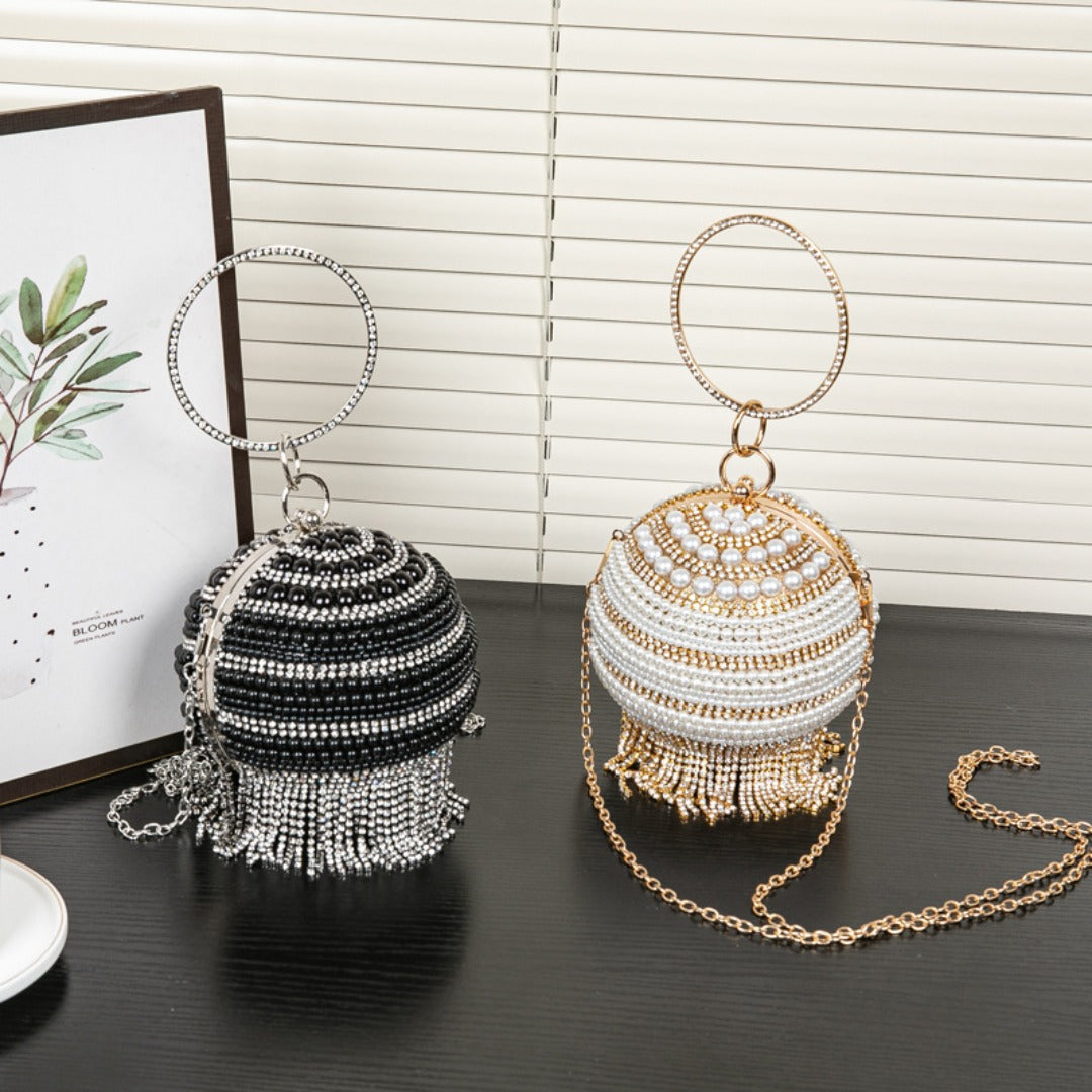 Small Round Bag, Versatile Dress Purse, Spherical Evening Purse, Evening Bags for Women Formal, Prom Bag, Party Purse, Prom Bags Clutch, Wedding Purse - SJB-DIAMOND ELITES