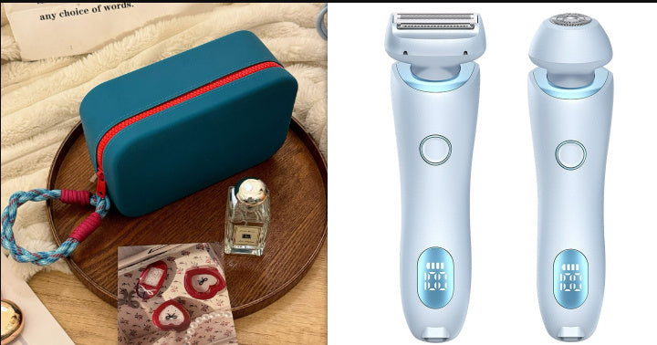 2 In 1 Hair Removal Epilator USB Rechargeable Trimmer Women Body Razor Face Leg Armpit Bikini Hand Pubic Shaver Hair Remover Pi-Mart