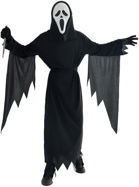 Scary Horror GhostFace Mask with Bloody Toy Knife Halloween Scream Cosplay Costume - SJB-DIAMOND ELITES