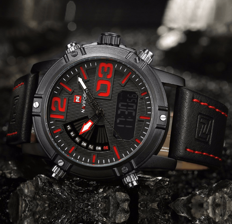 Men's Multifunction Digital Analog Waterproof Watch With Alarm And Automatic Time Zones Unique Design Excellent Gift - SJB-DIAMOND ELITES