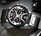 Men's Sports Waterproof Watch With Leather Belts, Chronometers And Large Numbers Details Luxury Watches Unique Design Excellent Gift Stevvex
