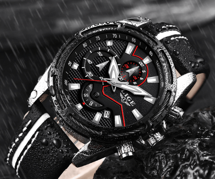 Waterproof Men's Sports  Watch With Leather Transparent Belts, Chronometers Day View Perfect Gift Stevvex