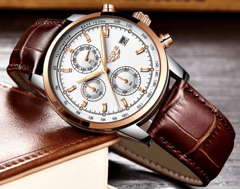 Men's  Waterproof Watch With Chronometers Date Display And Fluorescent Pointers Excellent Look Perfect Gift Stevvex