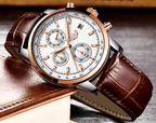 Men's  Waterproof Watch With Chronometers Date Display And Fluorescent Pointers Excellent Look Perfect Gift Stevvex