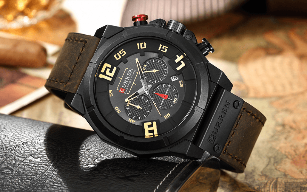 Men's Sport Waterproof Watch With Chronometers Large Numbers And Fluorescent Hands Perfect Gift For Your Man Stevvex
