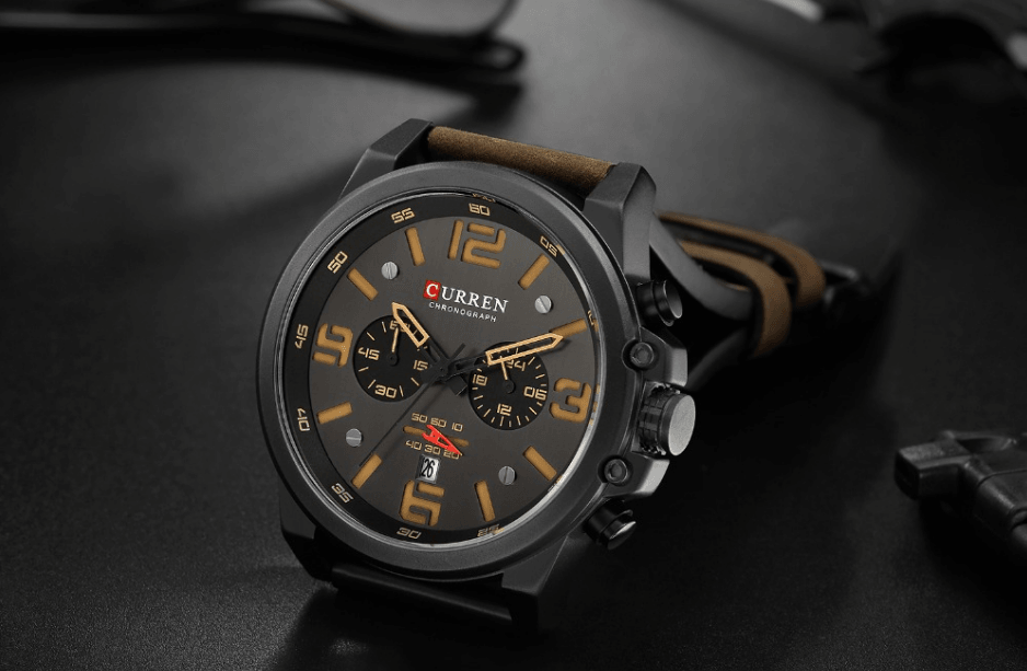 Retro  Waterproof Watch With Chronometers Steel Case And Leather Belts Unique Design Excellent Look Perfect Gift For Your Man Stevvex