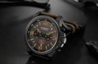 Retro  Waterproof Watch With Chronometers Steel Case And Leather Belts Unique Design Excellent Look Perfect Gift For Your Man Stevvex