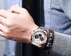 Men's Sports  Waterproof Stainless Steel Watch With Chronometers And Special Date Display Unique Design Perfect Gift Stevvex