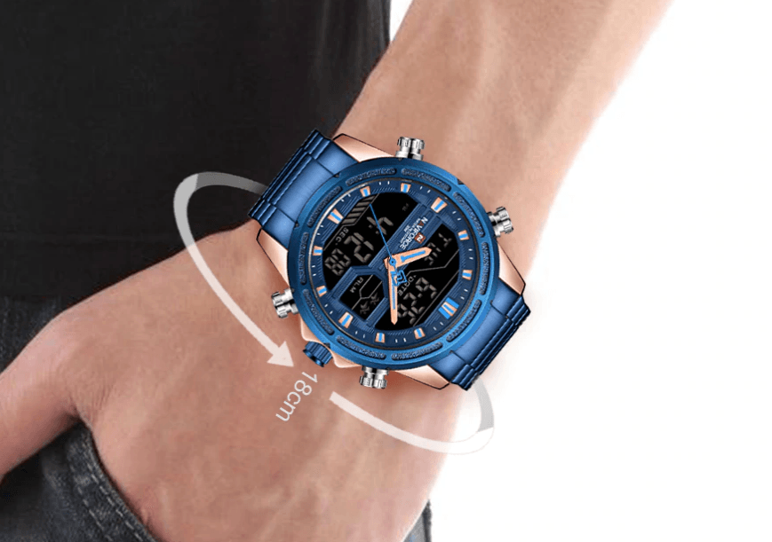 Mens Wrist Watch, Waterproof Analog Digital Watches Multifunction Stainless Steel Business Watches For Man Perfect Gift - SJB-DIAMOND ELITES