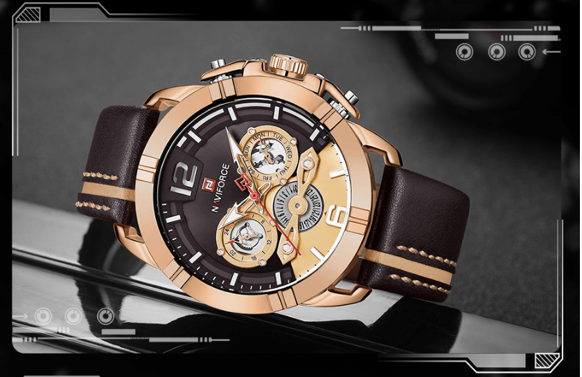 Waterproof  Quartz  Man Leather Sport Wrist Watch  Luxury Unique Design Perfect Gift - SJB-DIAMOND ELITES