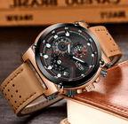 Men's Waterproof Modern Watch With Leather Belts, Stainless Steel Case Excellent Look Perfect Gift Stevvex