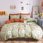 Cotton Four-piece Set Girl Heart Cartoon Pure Cotton  Linen Duvet Cover Bed Pi-Mart