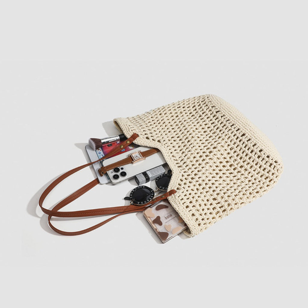 Grid knitted hobo bag, travel commuter shoulder bag, travel large capacity armpit bag, crochet hobo purse - SJB-DIAMOND ELITES