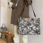 Casual Embroidery Canvas Handbag Women Large Capacity Handle Bag Pi-Mart