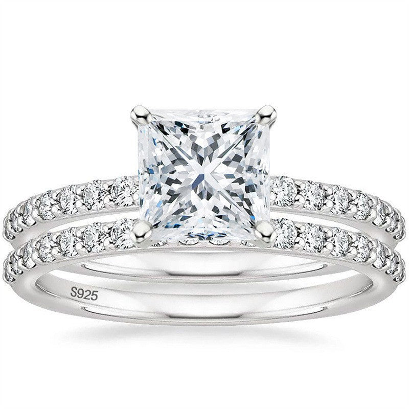 Bracelet S925 Inlaid Princess Zircon Women's 2 Karat Rhinestone Ring Pi-Mart
