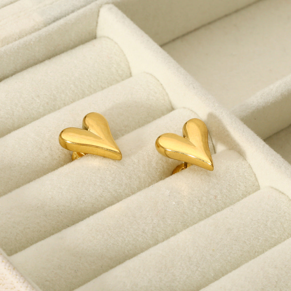 New Titanium Steel Love Heart Earrings Fashion Stainless Steel Pi-Mart