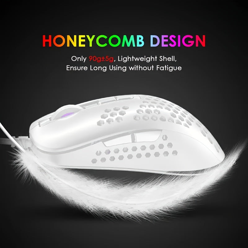 ATTACK SHARK Ultra-Light Wired Gaming Mouse with Honeycomb Design, Breathable Backlighting & USB Optical - Compatible with Windows, Xbox, PS4, Mac, HP, Acer, ATTACK SHARK Lootquake LLC
