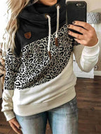 Printed stitching hooded fleece loose sweatshirt Pi-Mart