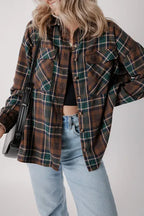 Timeless Women's Classic Plaid Button-Up Long Sleeve Jacket – Lightweight & Stylish Cotton-Blend Outerwear Stevvex