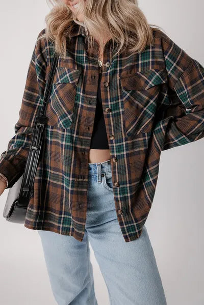 Timeless Women's Classic Plaid Button-Up Long Sleeve Jacket – Lightweight & Stylish Cotton-Blend Outerwear Stevvex