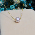 Road pass 18 K gold Akoya natural seawater pearl pendant necklace, clavicle containing 18K gold chain factory direct sales Pi-Mart