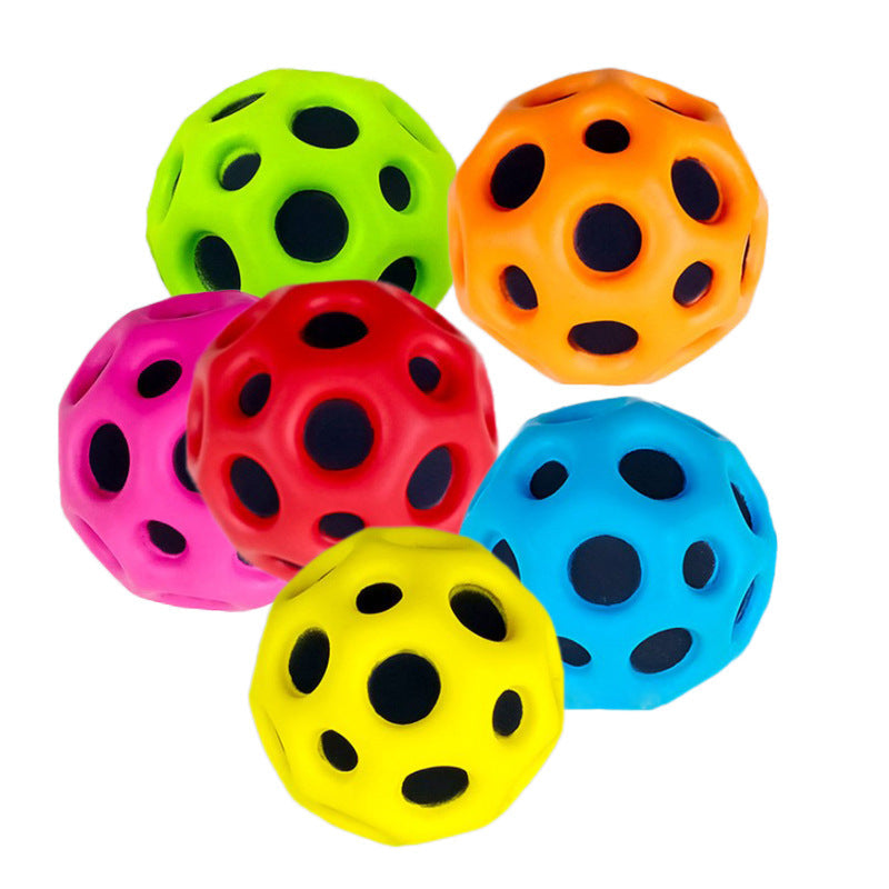 Hole Ball Soft Bouncy Ball Anti-fall Moon Shape Porous Bouncy Ball Kids Indoor Outdoor Toy Ergonomic Design Pi-Mart