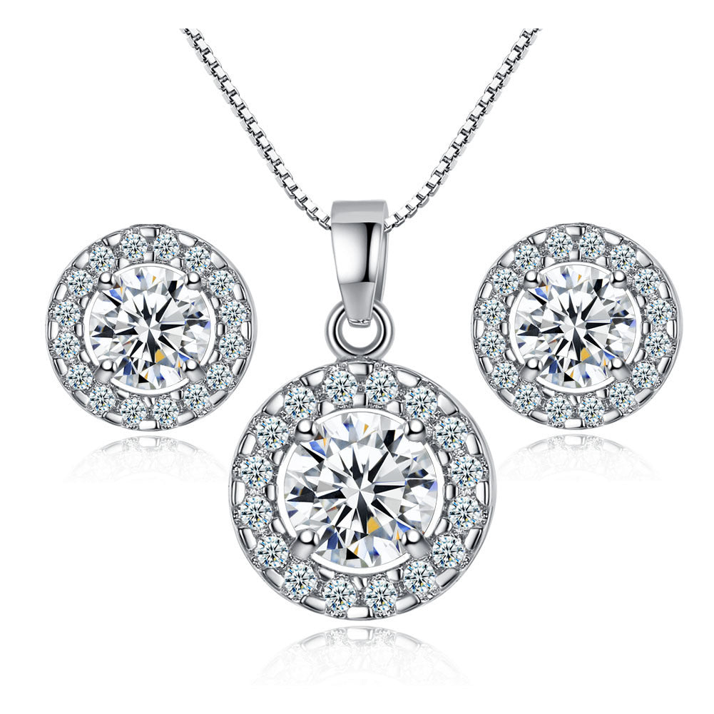 Zircon Necklace Earring Set Pi-Mart
