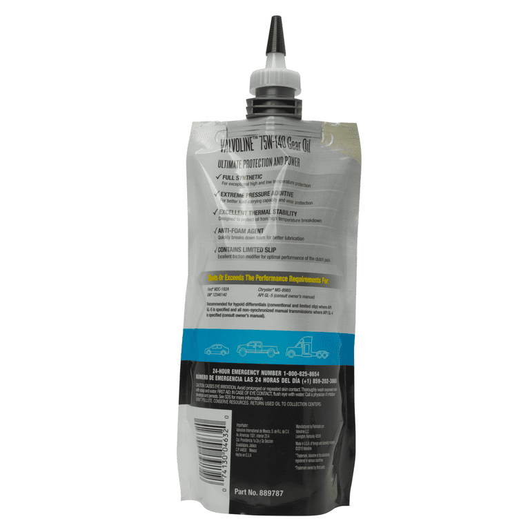 Valvoline Flex Fill SAE 75W-140 Full Synthetic Gear Oil 1 QT Squeeze Pouch