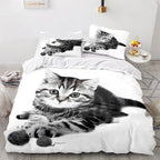 Cat Series 3d Digital Printed Quilt Cover Three-piece Set Pi-Mart