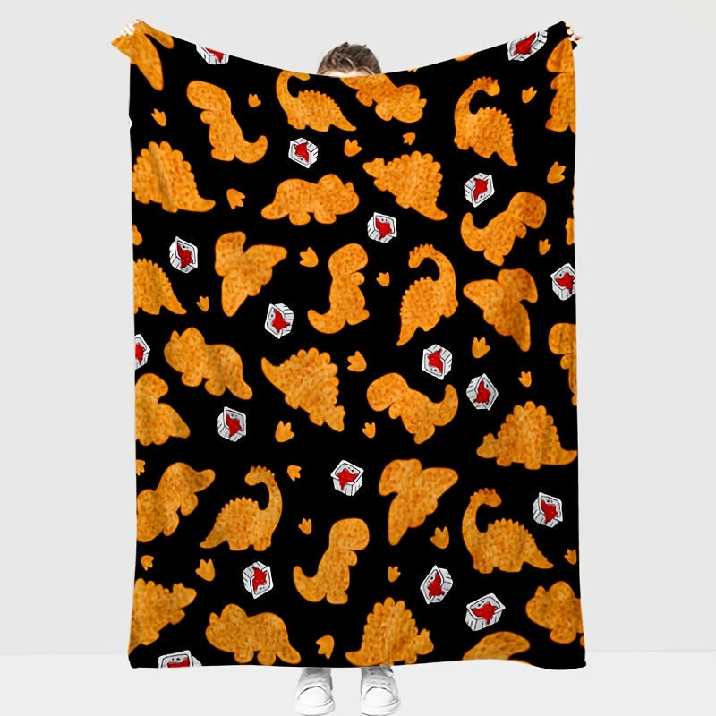 1PC Dinosaur Chicken Nugget Blanket, Gift Soft Comfortable Plush Bedding Blanket, Couch Office Camping Throw Blanket