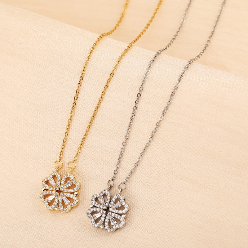 Heart Four Leaf Clover Necklace Pi-Mart