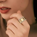 Glossy Trim Rhinestone Ring Titanium Steel