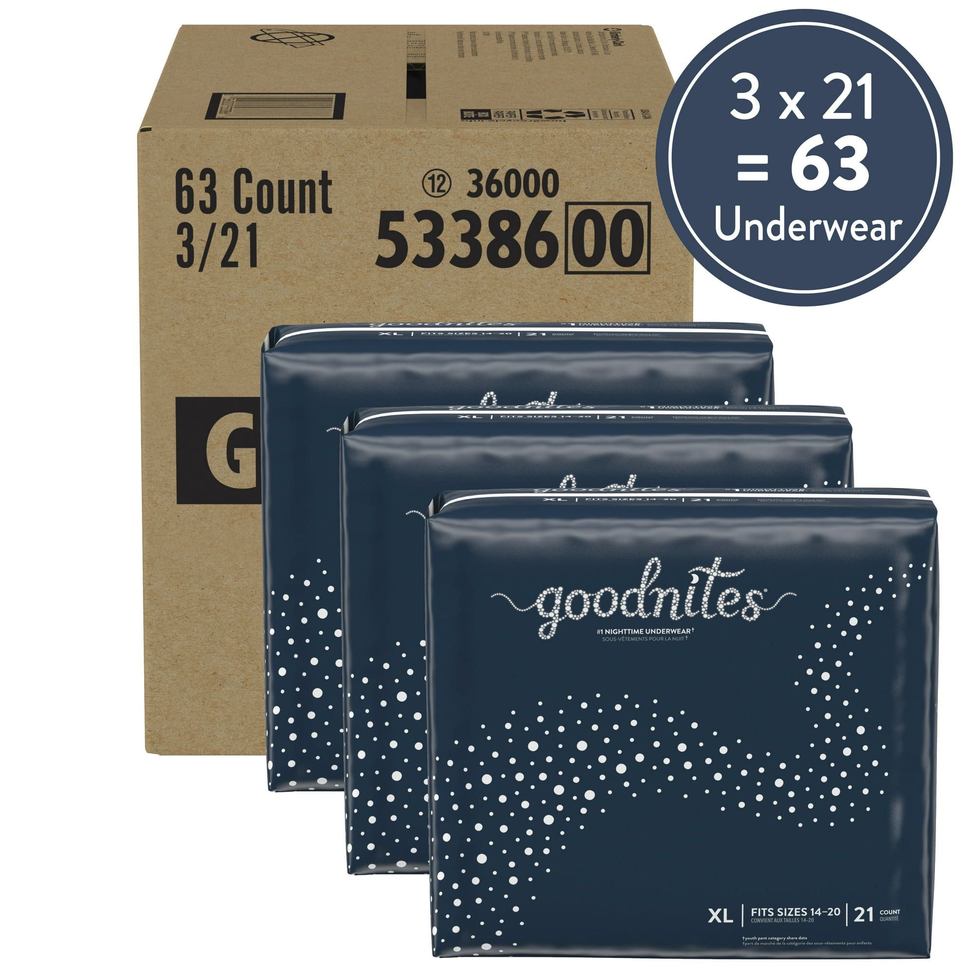 Goodnites Girls' Nighttime Bedwetting Underwear Size XL, 63 Count EasyOptionXY LLC