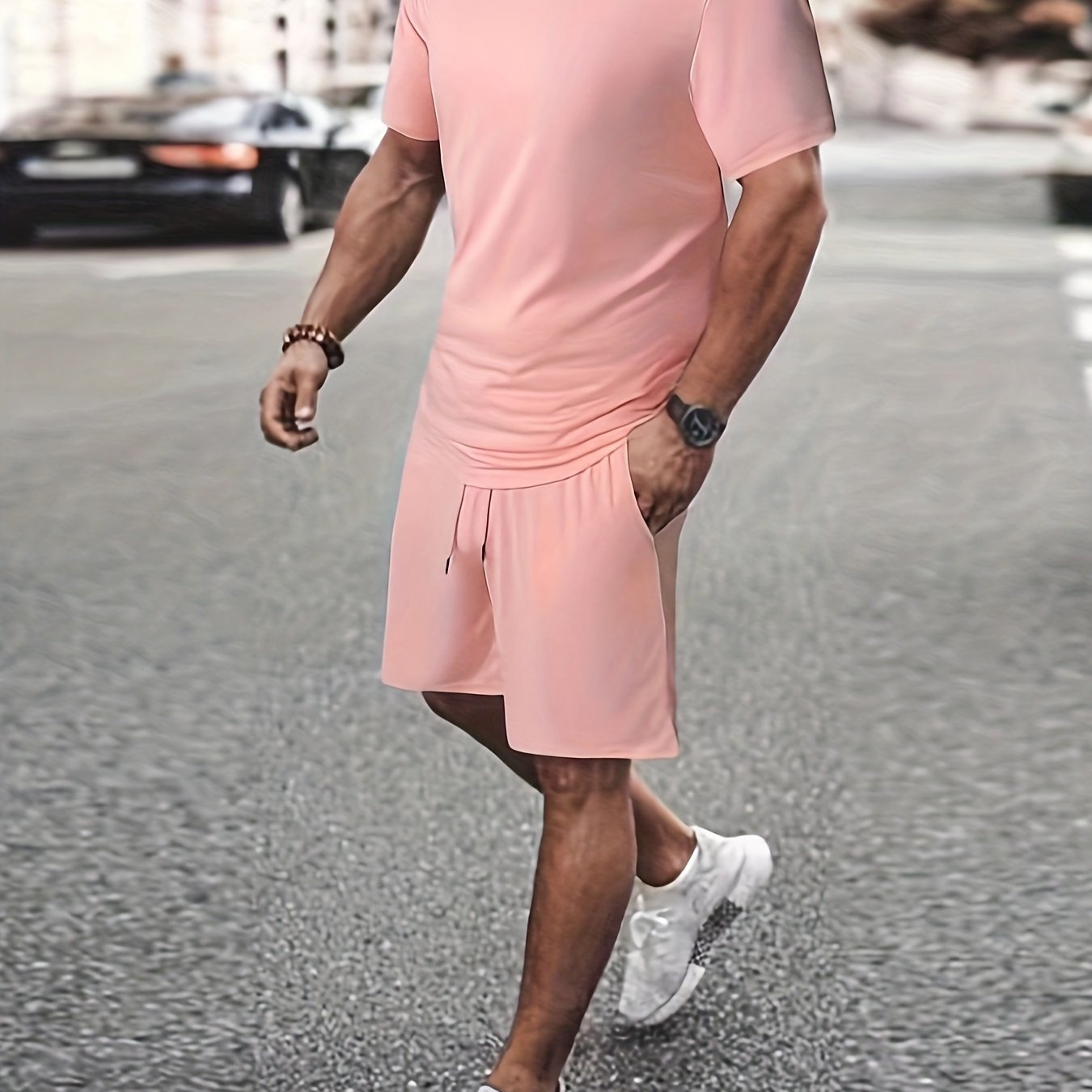Men's Outfit, Solid Casual Crew Neck Short Sleeve T-Shirt & Drawstring Shorts 2-piece Set For Summer Outdoor Activities Lootquake LLC