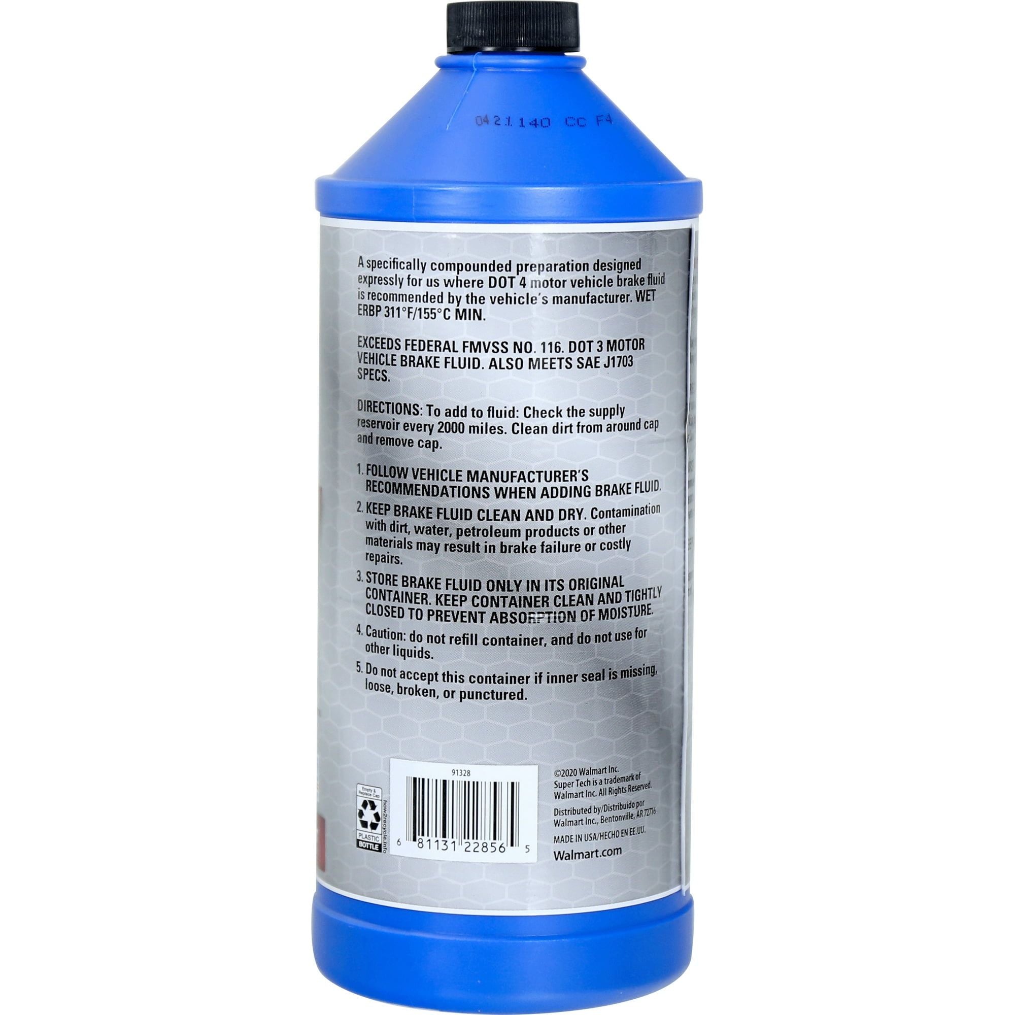 Super Tech Dot 4 Brake Fluid for Use in Disc, Drum, and ABS Brake Systems, 32 oz.