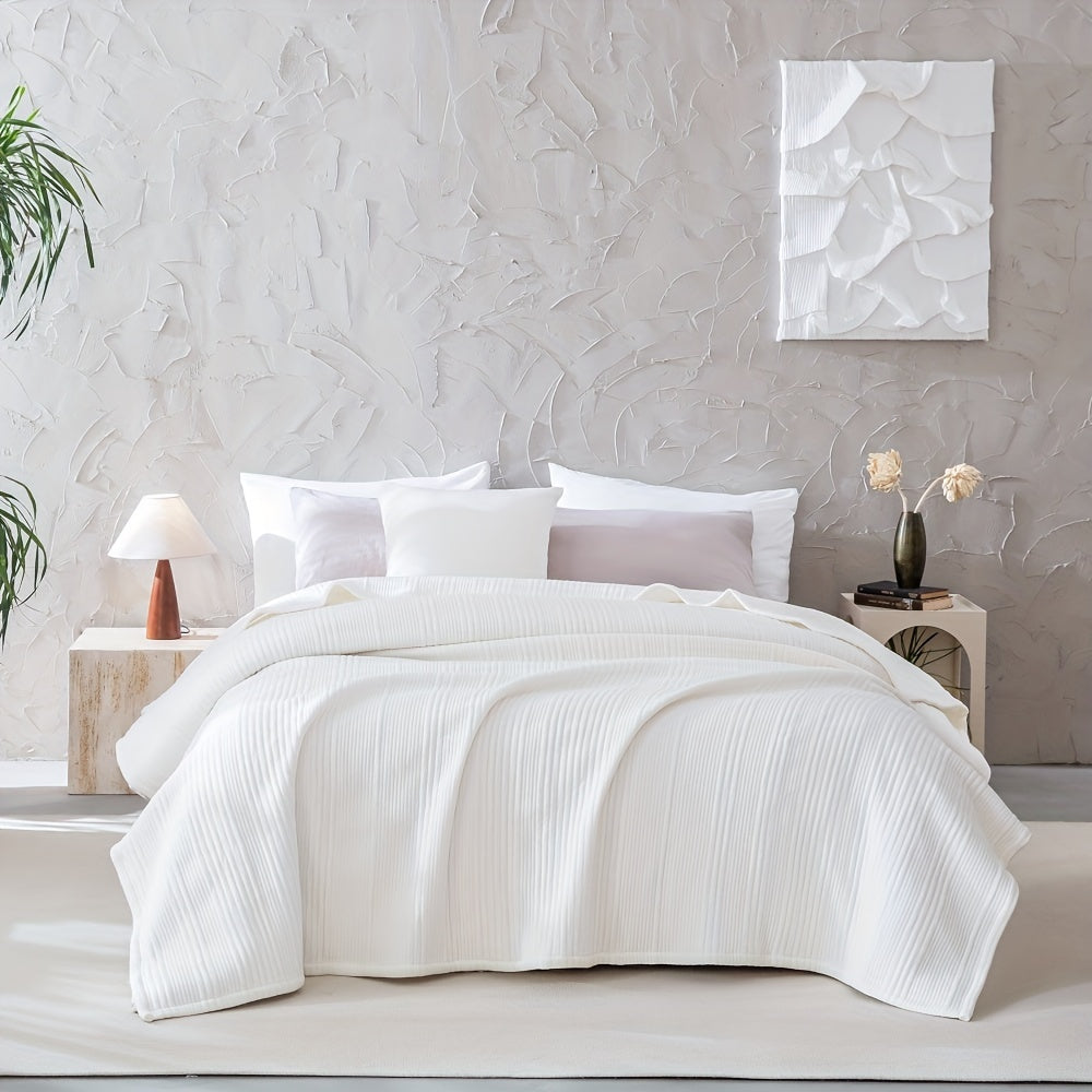 [Fast Arrival] 1pc Ultra-Soft Cloud-Like Cotton Jersey Bed Blanket - Bed Blankets - Plush Quilted Bedspread for Year-Round Comfort, Machine Washable, Soft Coverlet for Cozy Sleeping