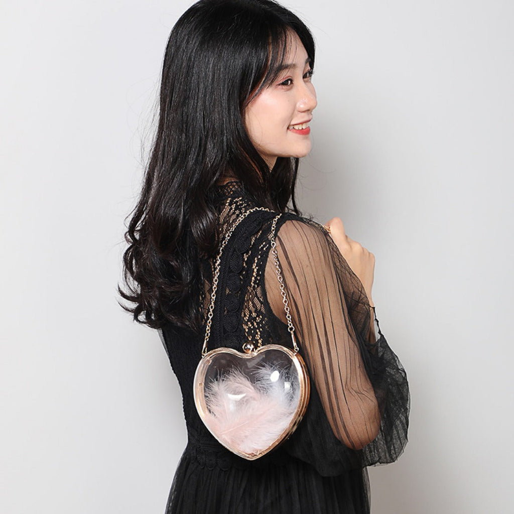 Transparent small bag heart shaped, women's summer acrylic chain shoulder bag, mini transparent crossbody bag - SJB-DIAMOND ELITES