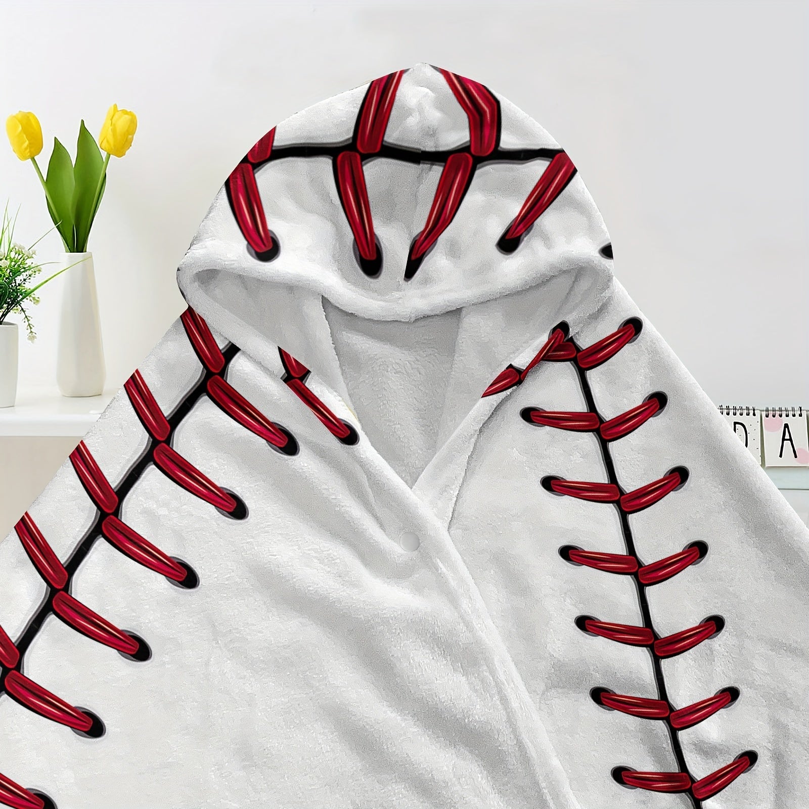 1pc Baseball Hooded Blanket Thick Nap Wearable Blanket Magic Blanket Hooded Cape Cozy Warm Soft Blanket For Sofa Office Bed And Travelling Lootquake LLC