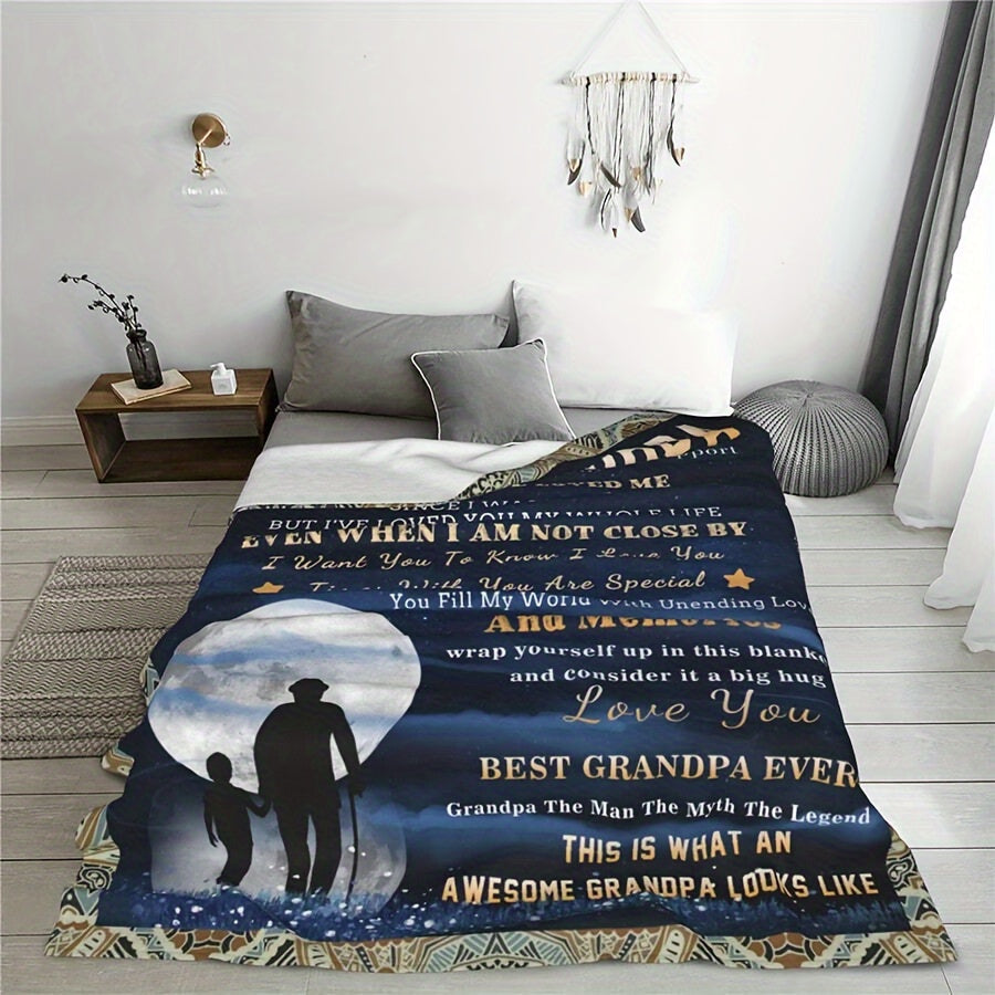 Grandpa's Ultimate Gift Blanket - Soft, Warm & Versatile for All Seasons | Perfect for Birthdays, Holidays & Anniversaries | Machine Washable Polyester with Unique Print Design Grandson Blanket From Grandma Vintage Blanket Lootquake LLC