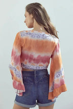 Bell-Sleeve Tie-Dye Crop Top – Flowy Sleeves & Stylish Design - SJB-DIAMOND ELITES