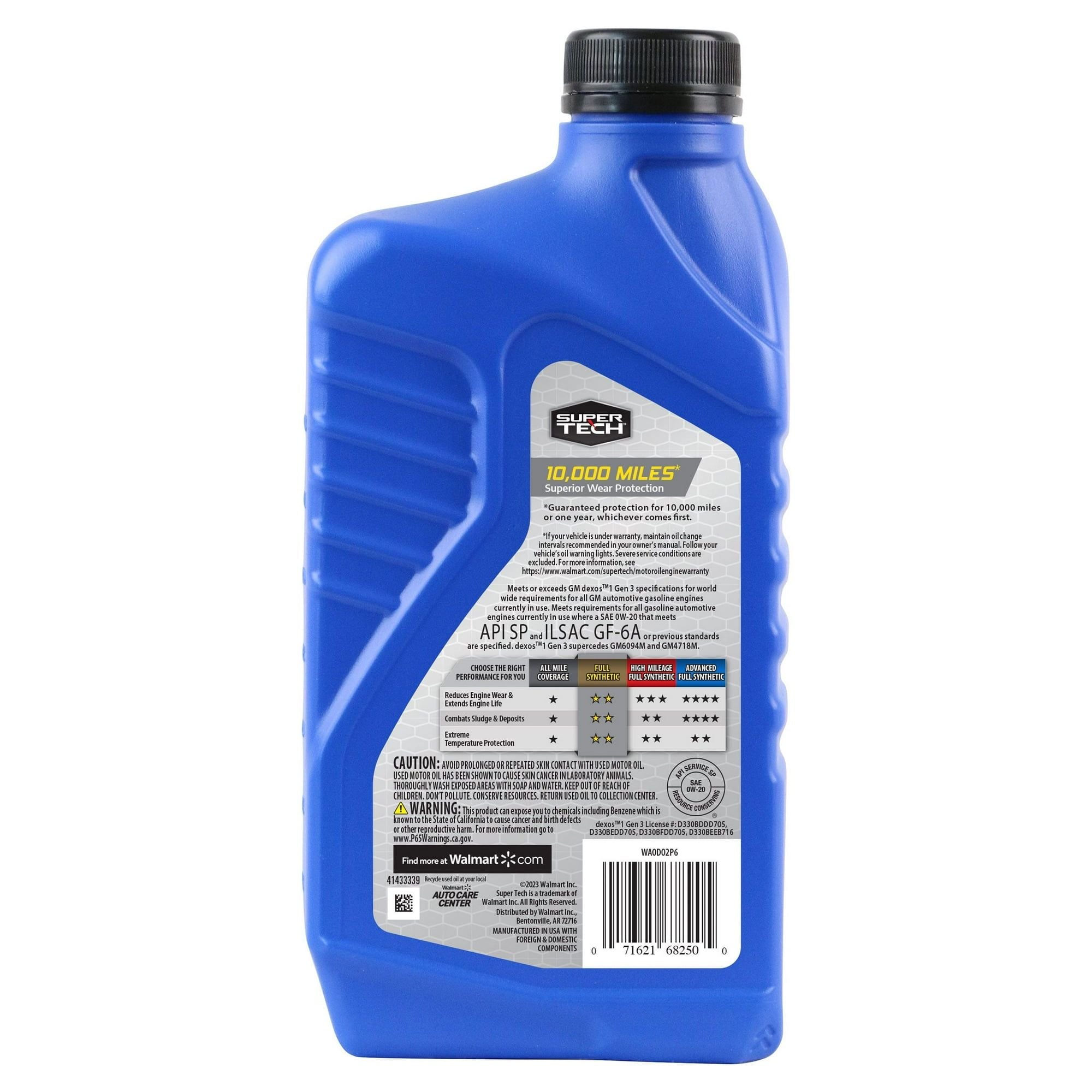 Super Tech Full Synthetic SAE 0W-20 Motor Oil, 1 Quart