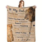 Creative Gift for Dad - Lion Design Soft Flannel Blanket with Loving Message, Cozy and Thoughtful Animal-Themed Decor Lootquake LLC
