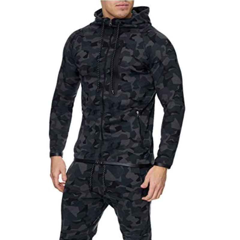 Camouflage zipper cardigan hooded sweatshirt Pi-Mart