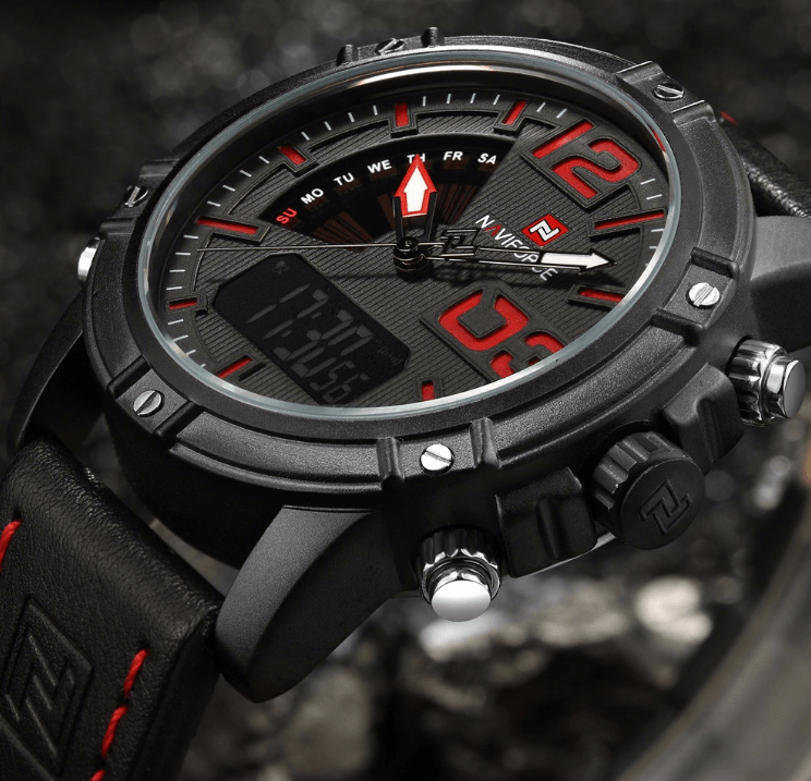 Men's Multifunction Digital Analog Waterproof Watch With Alarm And Automatic Time Zones Unique Design Excellent Gift - SJB-DIAMOND ELITES